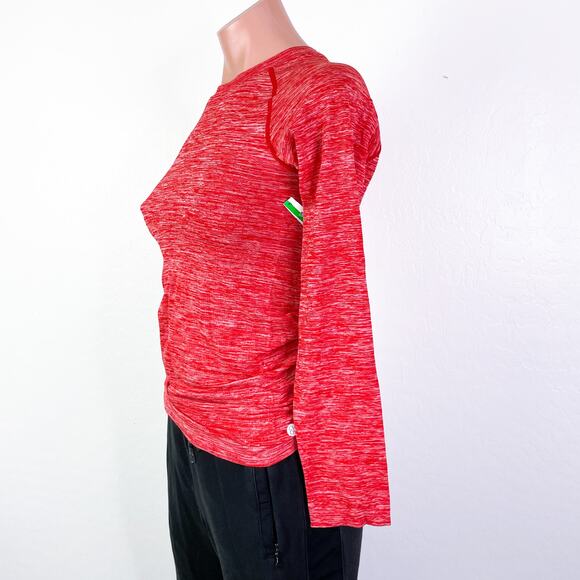 Zella Seamless Crewneck Long Sleeve T-Shirt Red Couture Melange Girls size M NWT - Picture 4 of 8